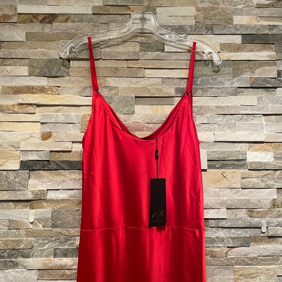 AX Paris Red Satin Maxi Dress | US 8 UK 12 Cowl, Formal Gown, Wedding, Party NWT - Picture 7 of 7